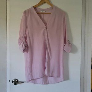 Vince Long Sleeve 100% Silk Pink Top Sz XS
